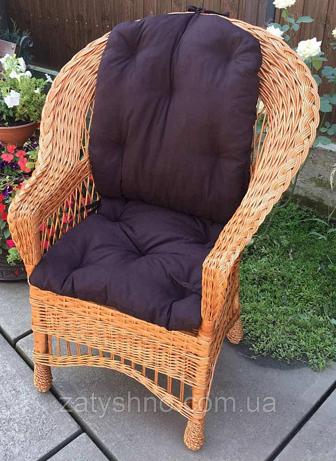 Кресло плетеное на подарок | кресло ручной работы  с накидкой | шоколадное кресло с подушкой Киев - изображение 5