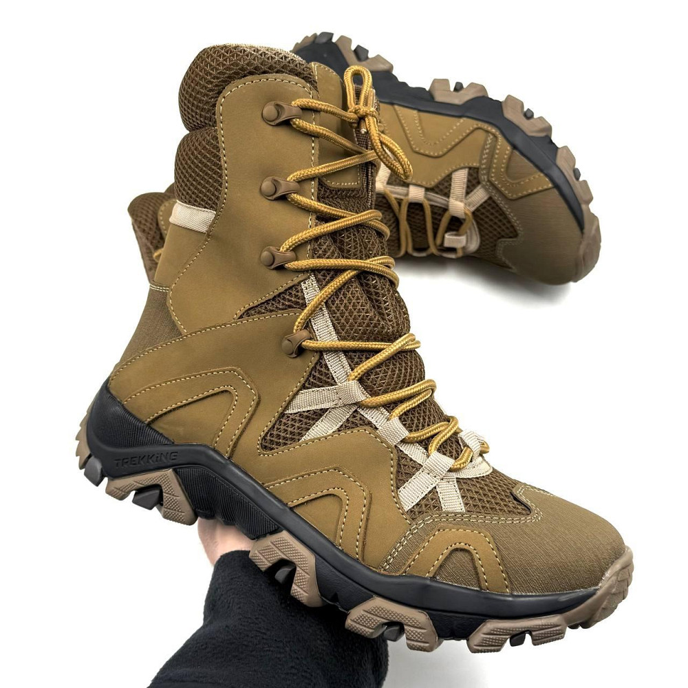 Військові берці койот літні чоловічі з натуральної шкіри, супінатором та посиленою п’ятою Львів - фото 6