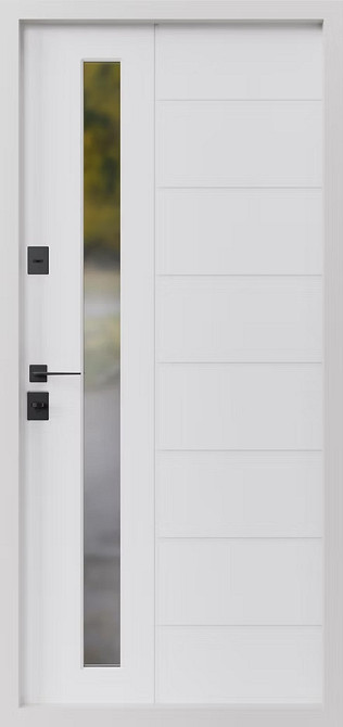 Двері вхідні SARMAK Елегант термо Олімпія МДФ Plasti'D RAL 8019 / ПВХ біле дерево 870х2050 мм Київ - фото 2