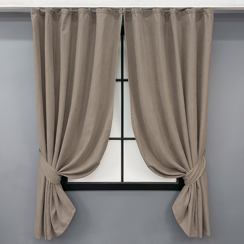 Комплект коротких штор VR-Textil Микровелюр Petek № 1487ш Какао 130х170 см 2 шт (35-0276) Киев - изображение 1