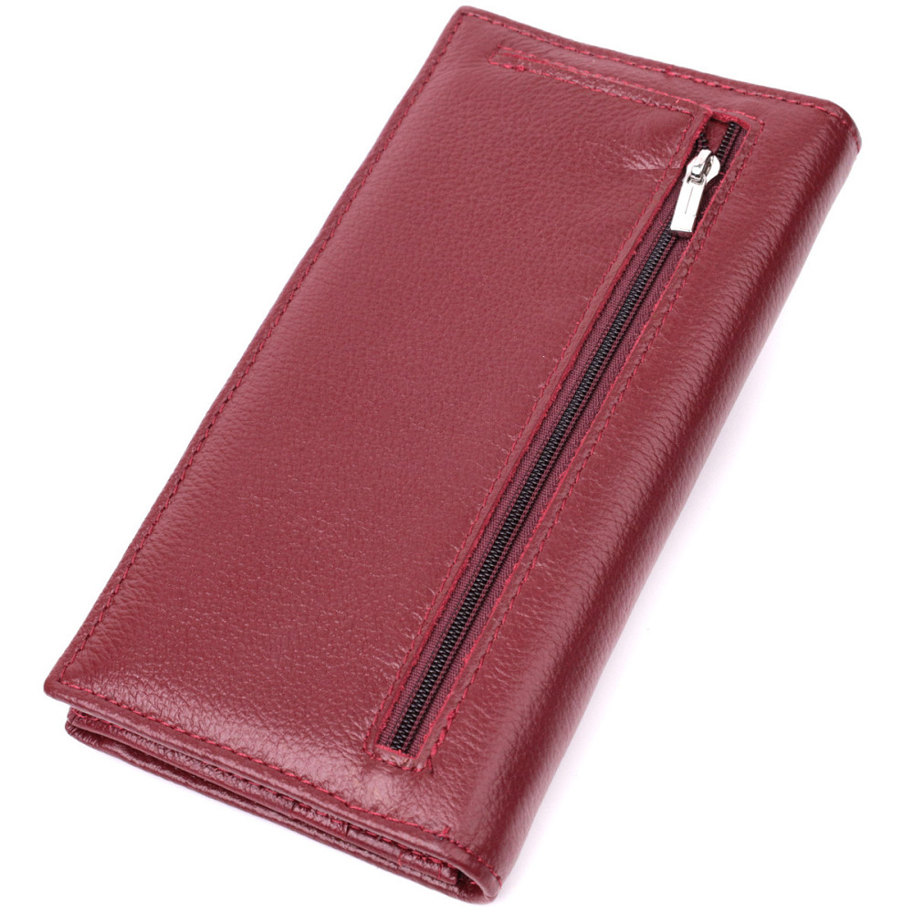 Жіночий вертикальний шкіряний гаманець на магнітах бордовий (ST Leather) Київ - фото 20