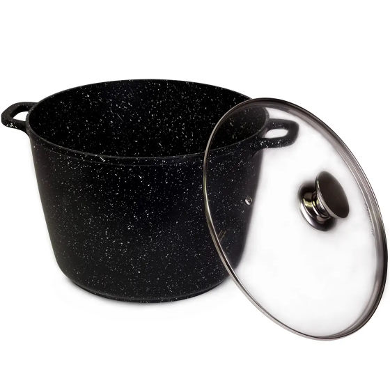 Каструля литий алюміній глибока 10л 28*20см скляна кришка а/п Black marble 4408 KAMILLE Житомир