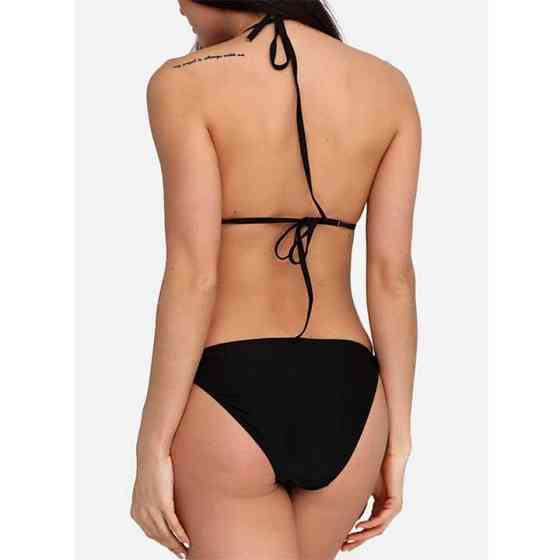 Ефектний купальник з бахромою на зав'язках S-M-L чорний Вінниця