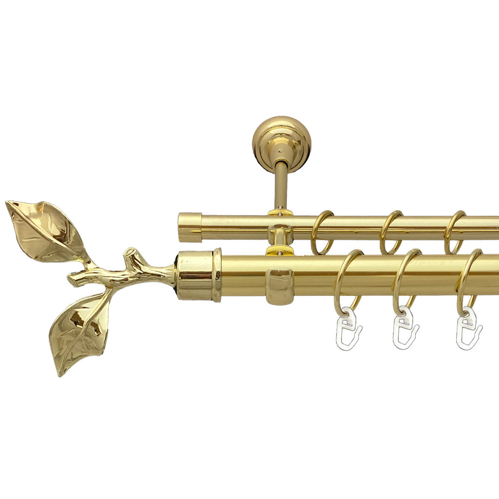 Карниз Orvit Листок Троянди металевий дворядний відкритий Золото 25\19 мм 160 см (00-00012810) Львов - изображение 1