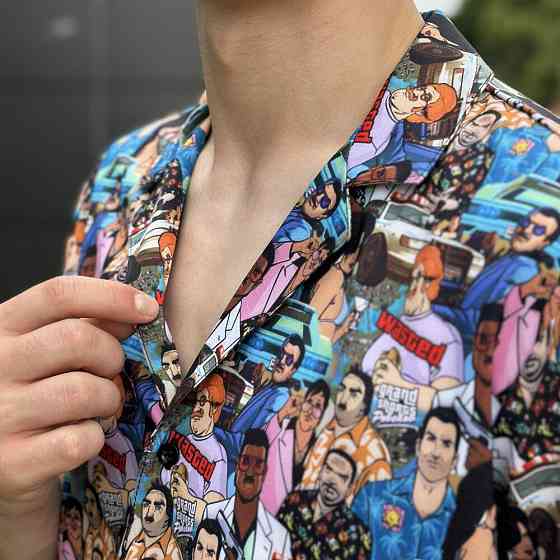 Пляжна чоловіча сорочка з принтом Pobedov Dejavu GTA Київ