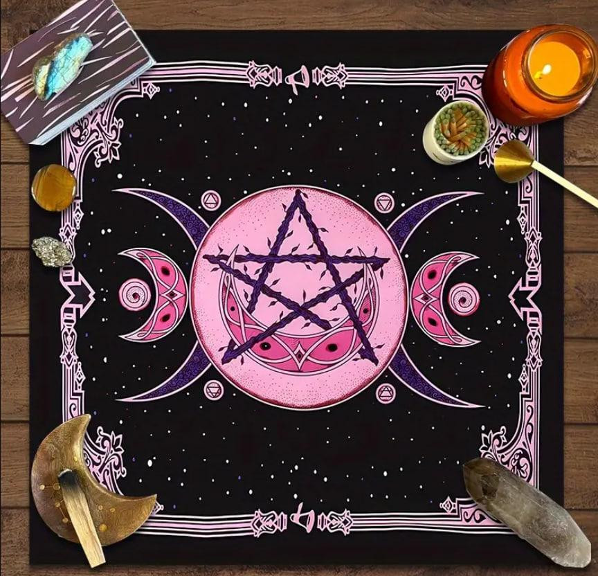 Алтарная скатерть для карт Таро и Рун. Скатерть для гадания 49*49 см.Скатерть для таро с пентаграммо Киев - изображение 3