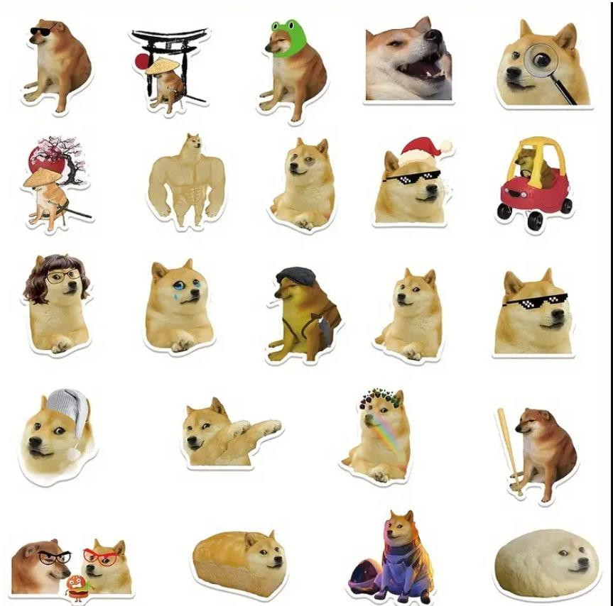 Наклейки Стикеры с мемами собаками. Водонепроницаемые виниловые эстетические наклейки, набор 50 штук Киев - изображение 3