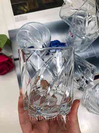 Набір склянок для віскі OLens "Хвиля" ОБЕРТАЮТСЯ  280 мл 6 шт. прозоре скло для дому та ресторанів 102-476 Київ