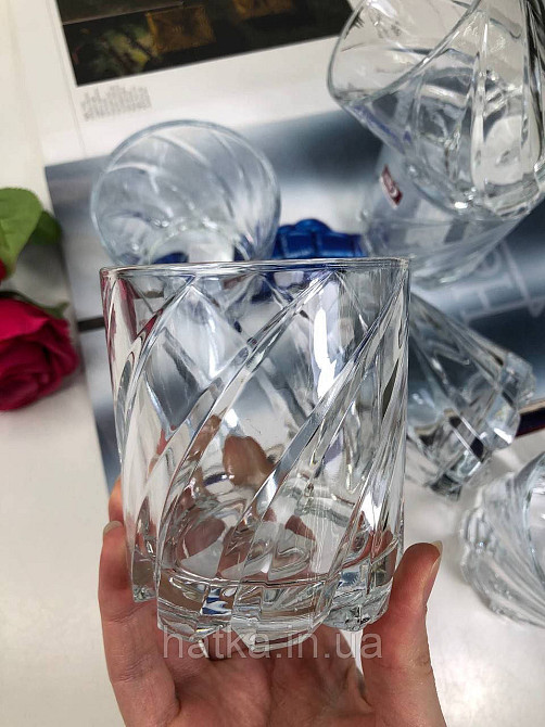 Набір склянок для віскі OLens "Хвиля" ОБЕРТАЮТСЯ  280 мл 6 шт. прозоре скло для дому та ресторанів 102-476 Київ - фото 4