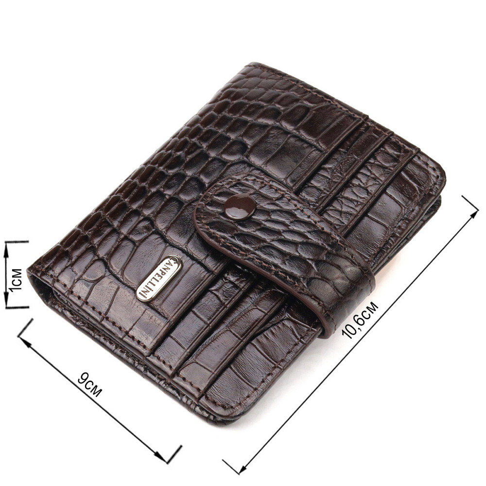 Цікавий гаманець для чоловіків з натуральної шкіри з тисненням під крокодила Коричневий (CANPELLINI) Київ - фото 7