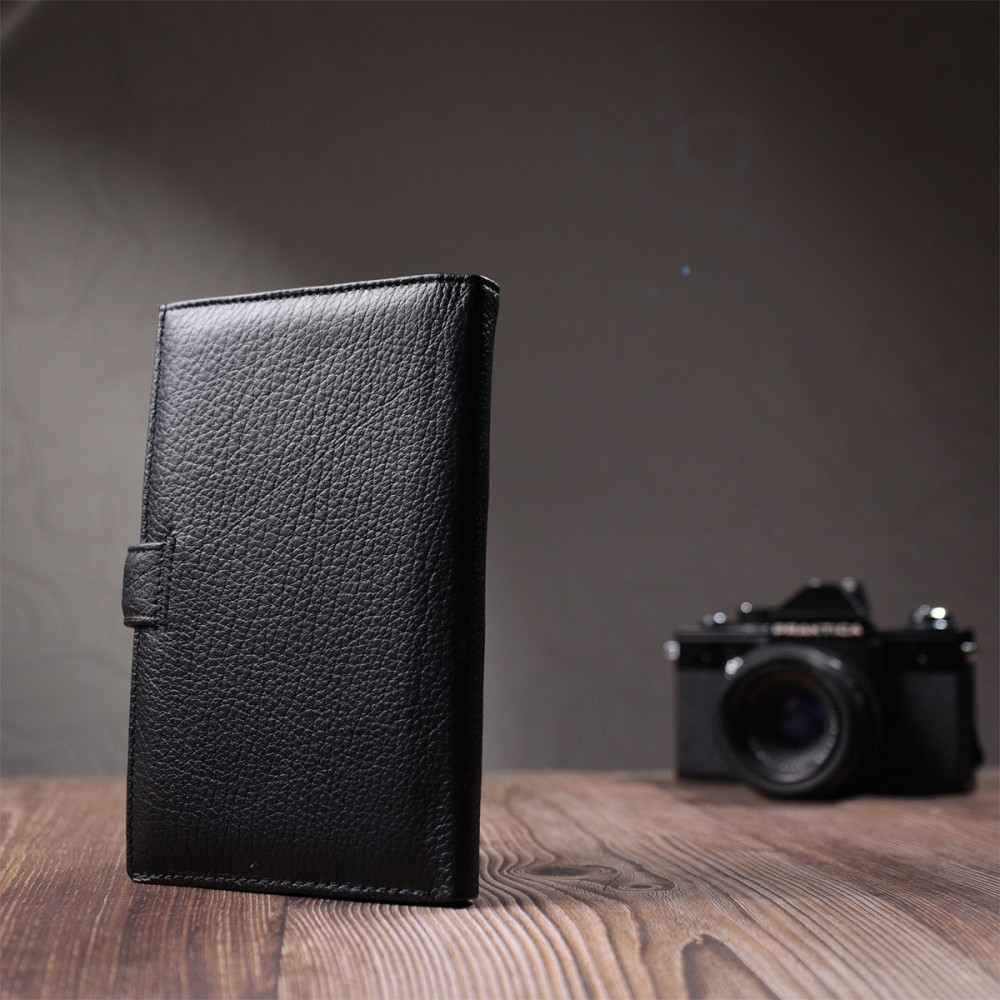 Універсальний чоловічий гаманець для грошей та документів з натуральної шкіри ST Leather 22735 Чорний Київ - фото 2