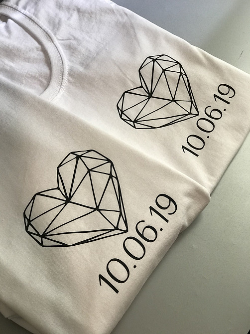 Парные футболки для парня и девушки с сердцем и Вашими датами Черновцы - изображение 2