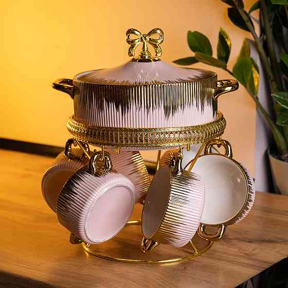 Yiwu Суповий сервіз на 6 персон супниця 2 (л) на підставці з бульйонницями 400 (мл) тарілки для Коломыя