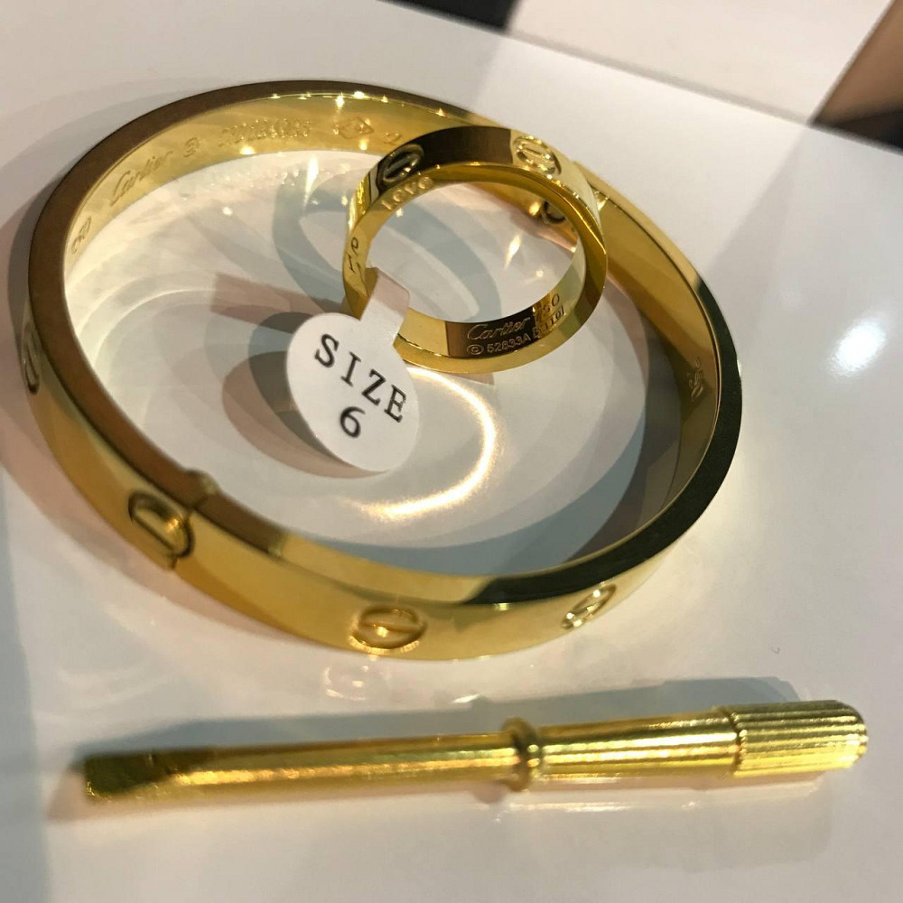 Cartier браслет love з викруткою та кільце лимонне золото / Cartier браслет і кільце Одеса - фото 3
