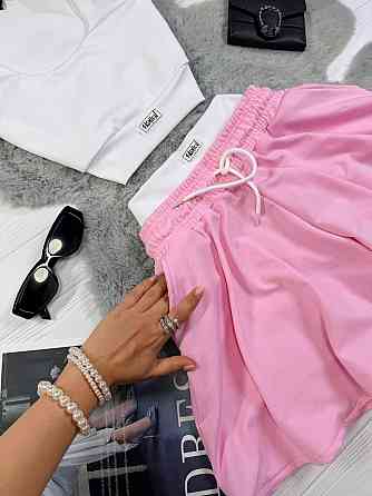 Жіночий стильний повсякденний літній костюм двонитка, натуральний еластичний мікродайвінг Рожевий, 42/44 Одеса