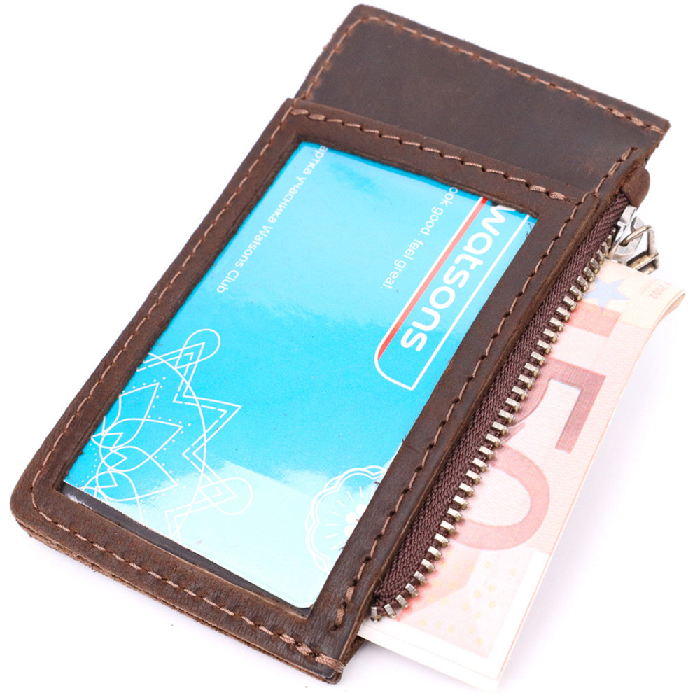 Оригінальний картхолдер з утримувачем для Apple AirTag з натуральної шкіри GRANDE PELLE 11627 Коричневий Київ - фото 4