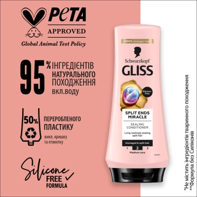 Кондиціонер для волосся Gliss Split Ends Miracle Sealing Conditioner 200 мл (9000101287172) Вінниця - фото 4