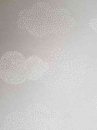 Шпалери флізелінові дитячі Lutece Tartine et Chocolat небо хмари хмари зорі місяць білі на сірому бежево Київ