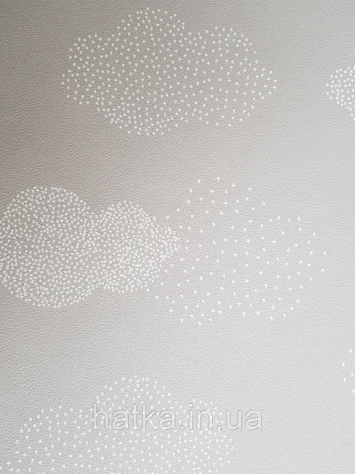 Шпалери флізелінові дитячі Lutece Tartine et Chocolat небо хмари хмари зорі місяць білі на сірому бежево Київ - фото 2