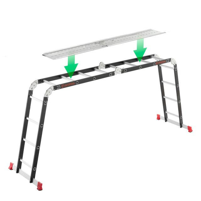 Драбина багатофункціональна трансформер, 4×4 сходинки, сталевий профіль, 4,45 м, 150 кг INTERTOOL LT-0024 Киев - изображение 20