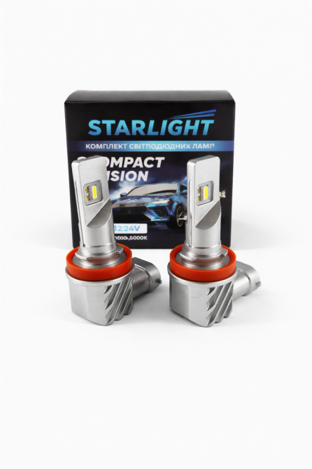 Комплект светодиодных ламп StarLight Compact Vision H11/H8/H16 PGJ19 6000K 12/24V (пассивное охлаждение) Харьков - изображение 1