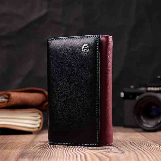 Місткий шкіряний гаманець у три складання для жінок (ST Leather) Київ