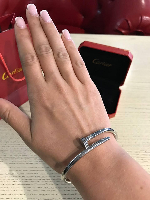 Cartier браслет цвях без каменів покриття білим золотом/Cartier браслет цвях Одеса - фото 3