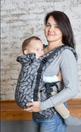 Ерго рюкзак регульований від народження 0 - 18 місяців "Adapt" Coolbabka Сірий Feathers Кривий Ріг