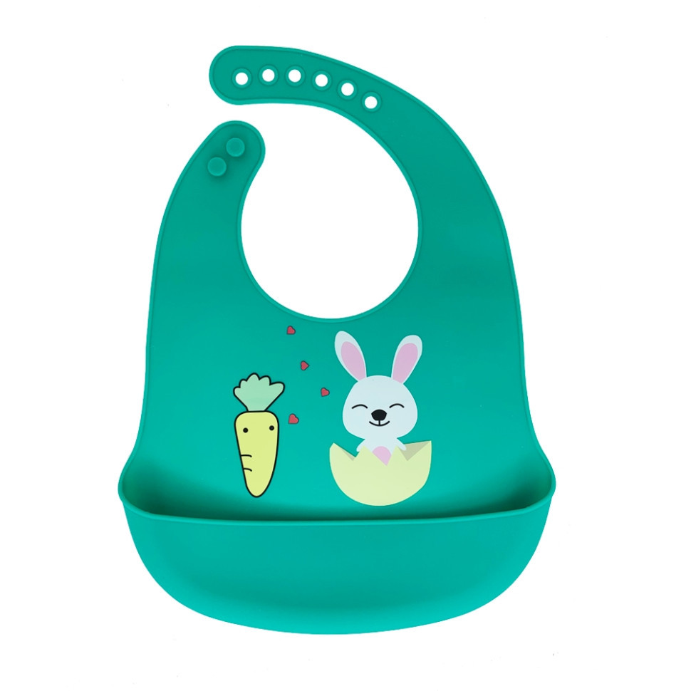 Слинявчик силіконовий "Зайчик" MGZ-0611 (Green) з кишенею Вінниця - фото 1