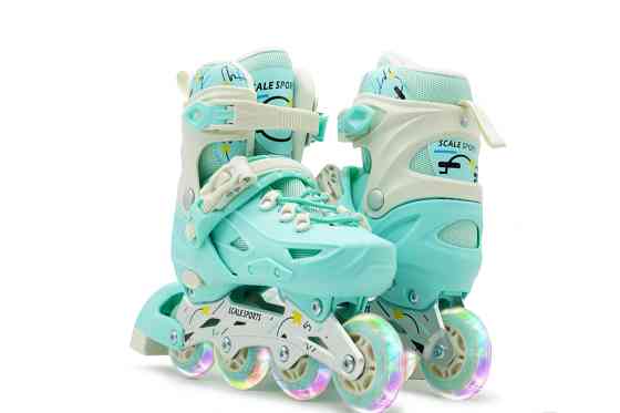 Детские ролики с мягкими полиуретановыми колесами Scale Sports LF605. Мятный цвет. Размер 34-38 Одесса