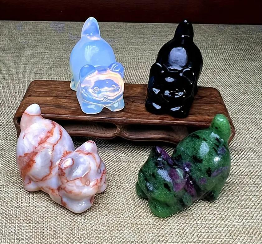 Фигурка кота из натурального камня опала 30 мм. Каменная статуэтка кота опал Киев - изображение 2