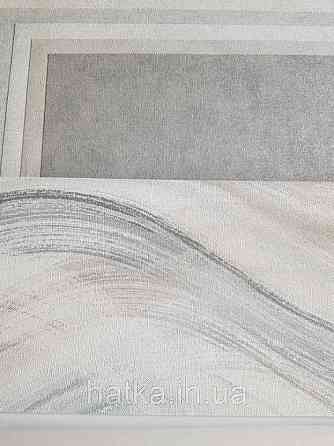Шпалери вінілові на флізелін Marburg Shades гарячого тиснення голубі, бежеві, сірі, чорні смуги хвилі Київ