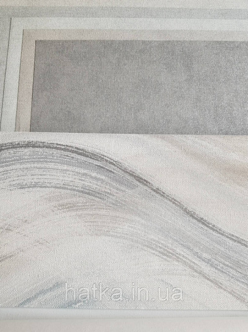 Шпалери вінілові на флізелін Marburg Shades гарячого тиснення голубі, бежеві, сірі, чорні смуги хвилі Київ - фото 2