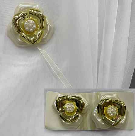 Магніти для штор і гардин Едельвейс набір 2 шт Золотистий з молочним (81-151) Київ