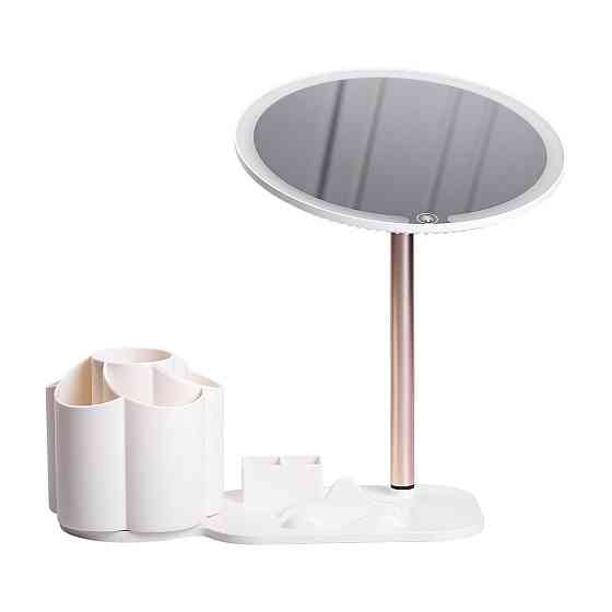 Yiwu Дзеркало для макіяжу з підсвічуванням кругле настільне Ø21 см з підставкою Біле HP-10-9AW Коломыя