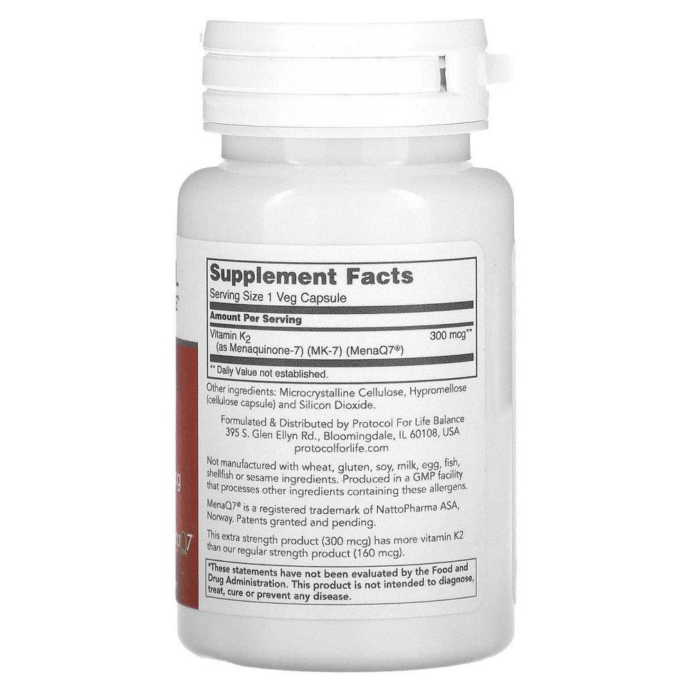 Вітамін К-2 (MK-7) Protocol for Life Balance  MK-7 Vitamin K2 300 мкг 60 капс Київ - фото 2