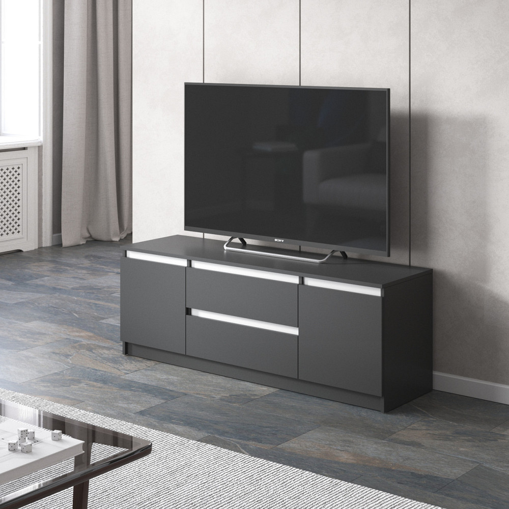 Тумба под телевизор VAYS, для гостиной, современная, 2 выдвижных ящика и две двери, без ручек R-28 Львов - изображение 5