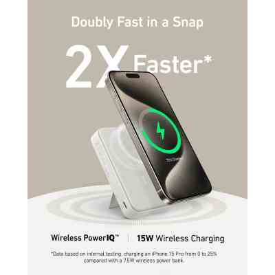 Батарея универсальная Anker MagGo 10000mAh, Qi2/15W, PD, 27W, USB-C, white (A1654G21) Винница