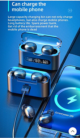 Навушники бездротові TWS Q8 Bluetooth 5.3 + Powerbank Київ - фото 7
