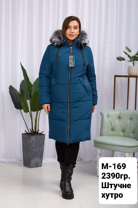 Жіноча подовжена зимова куртка великих розмірів із хутром натуральним.  56-66р. Київ - фото 2