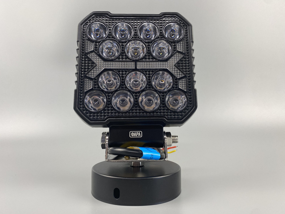 Фара LED квадратна 16 Led chip 12/24V. Широкий промінь + DRL світло (жовта горизонт лінія), світло 6500К, IP67 Мукачево - фото 9