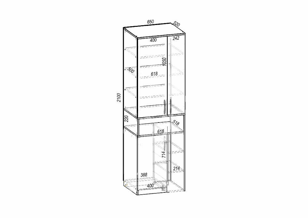 Шафа для одягу Tetris Т-3, Дуб Крафт Білий, 650/520/2100 Львів - фото 8