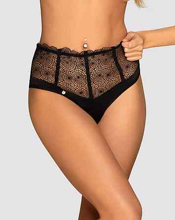 Сексуальные стринги на высокой талии Obsessive Sharlotte panties black L/XL Sex Aura Киев