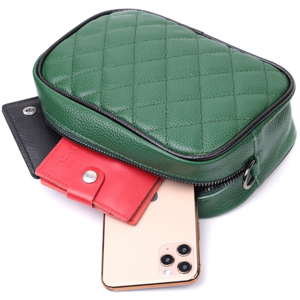 Сумка через плечо на одно отделение из натуральной кожи Vintage 22384 Зеленая Киев - изображение 8