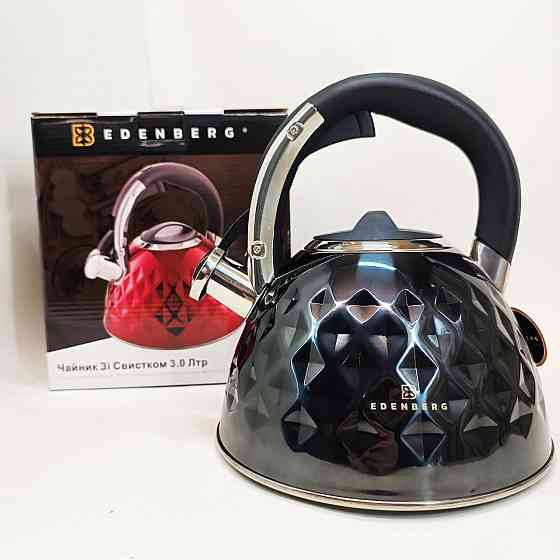 Чайник на плиту со свистком нержавейка Edenberg, Чайник для газовой плиты 3 л литра OS-55 Львов