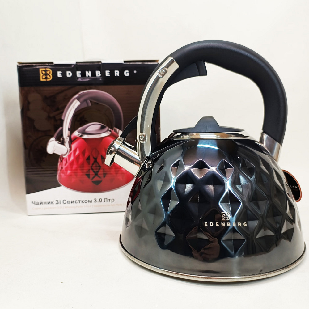 Чайник на плиту со свистком нержавейка Edenberg, Чайник для газовой плиты 3 л литра OS-55 Львов - изображение 4