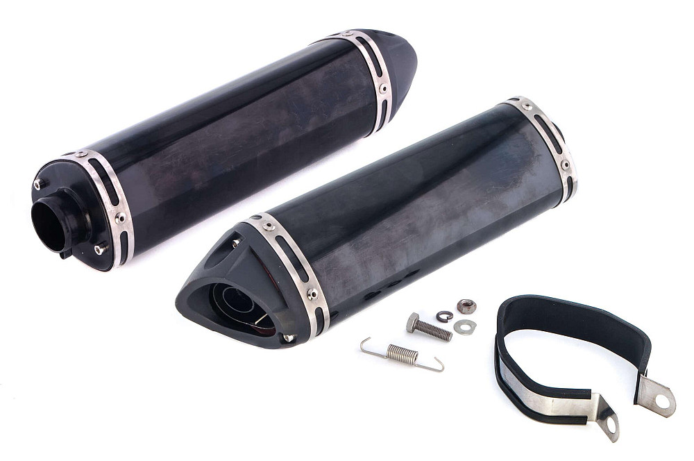 Глушник (тюнінг) 360*100mm (нержавіюча сталь, чорний, синій, прямоток) 118 Київ - фото 1