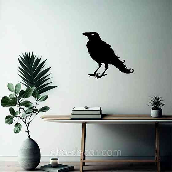 Декоративне настінне Панно «Ворон» Декор на стіну 90*81 см, Чорний Київ
