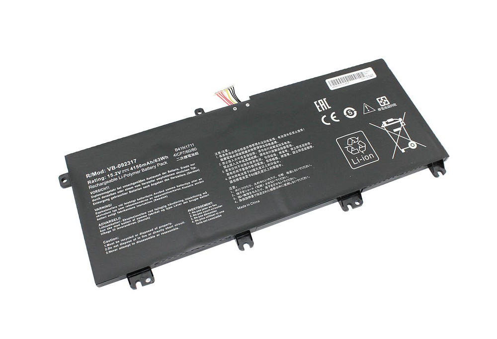 Аккумулятор для ноутбука Asus B41N1711 FX63V 15.2V Black 4150mAh OEM Вінниця - фото 1