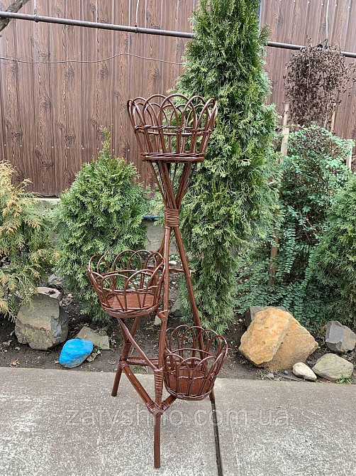 Підставка для квітів плетена з лози в коричневому кольорі Київ - фото 6